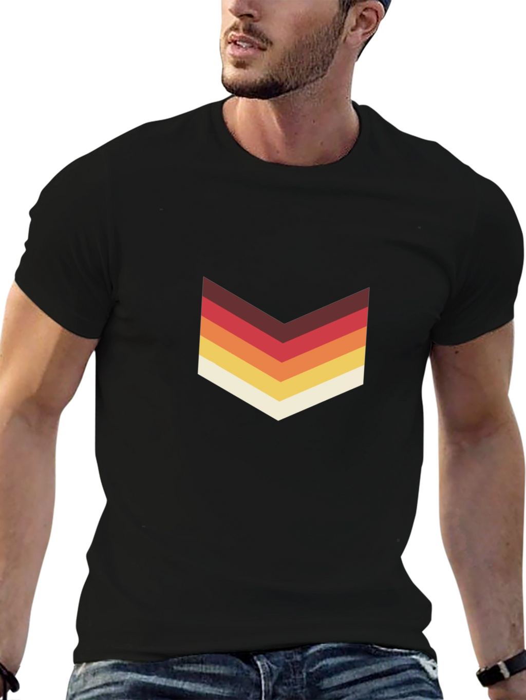 Retro Chevron Graphic Tee - Stylish Casual Wear
