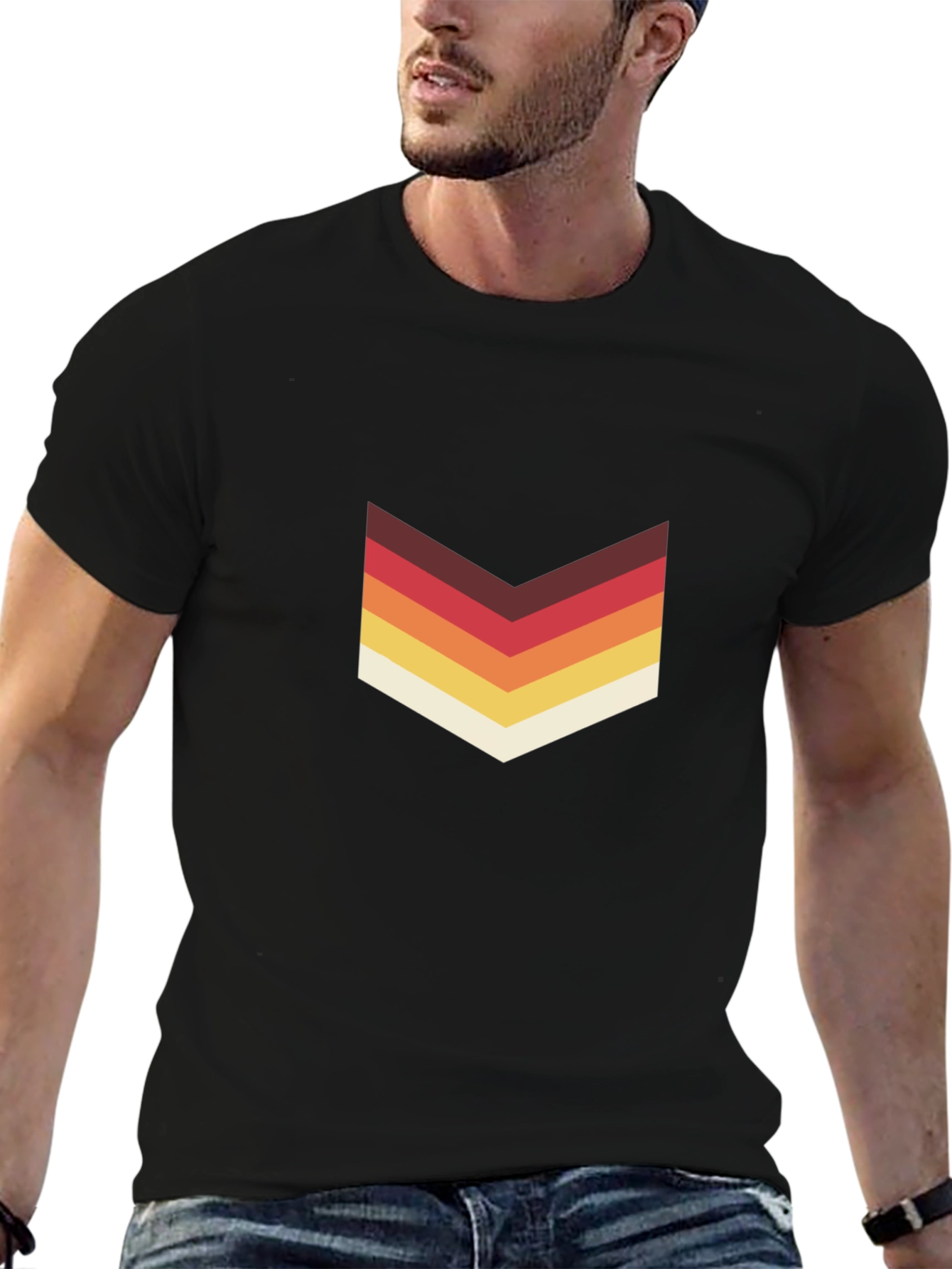 Retro Chevron Graphic Tee - Stylish Casual Wear