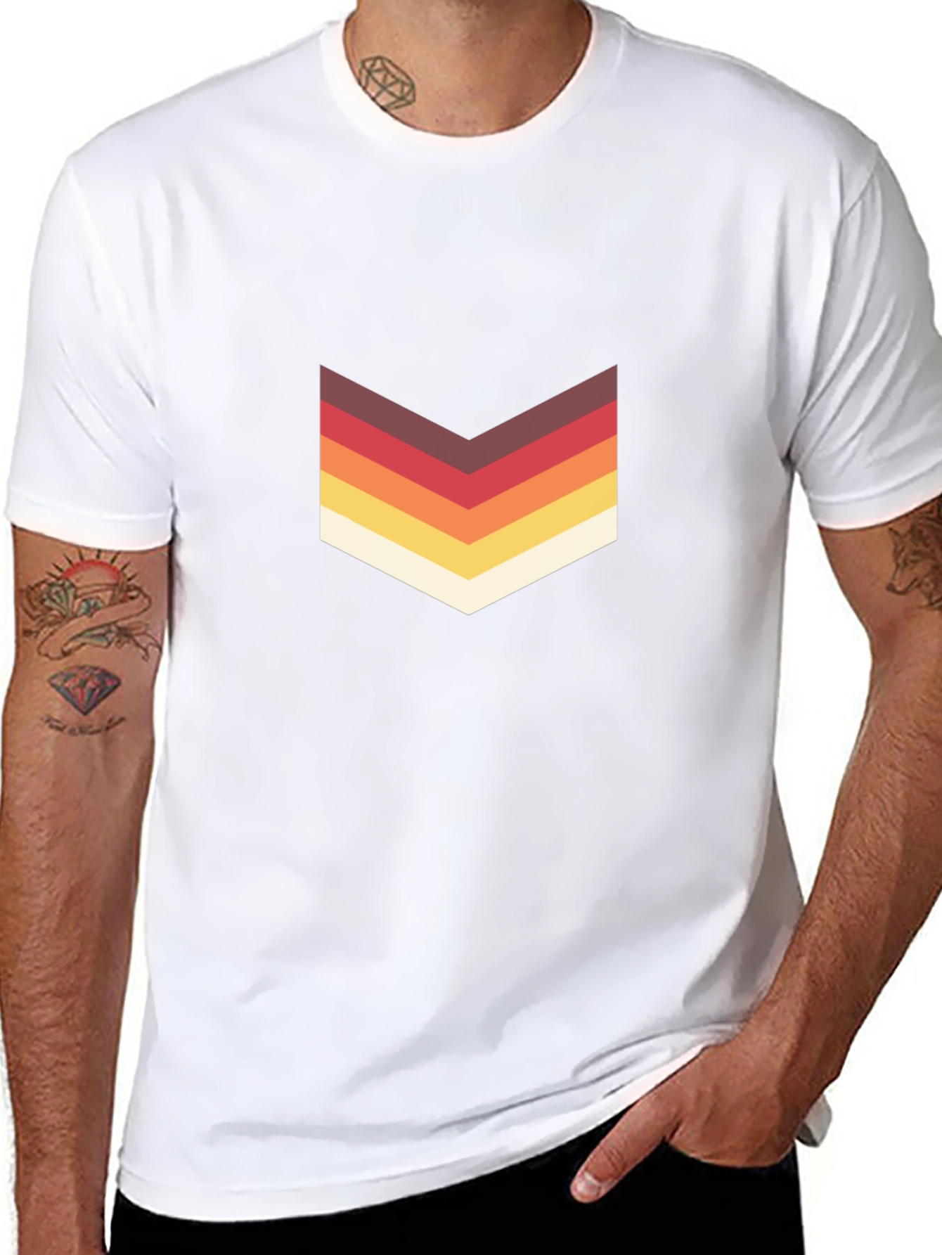 Retro Chevron Graphic Tee - Stylish Casual Wear