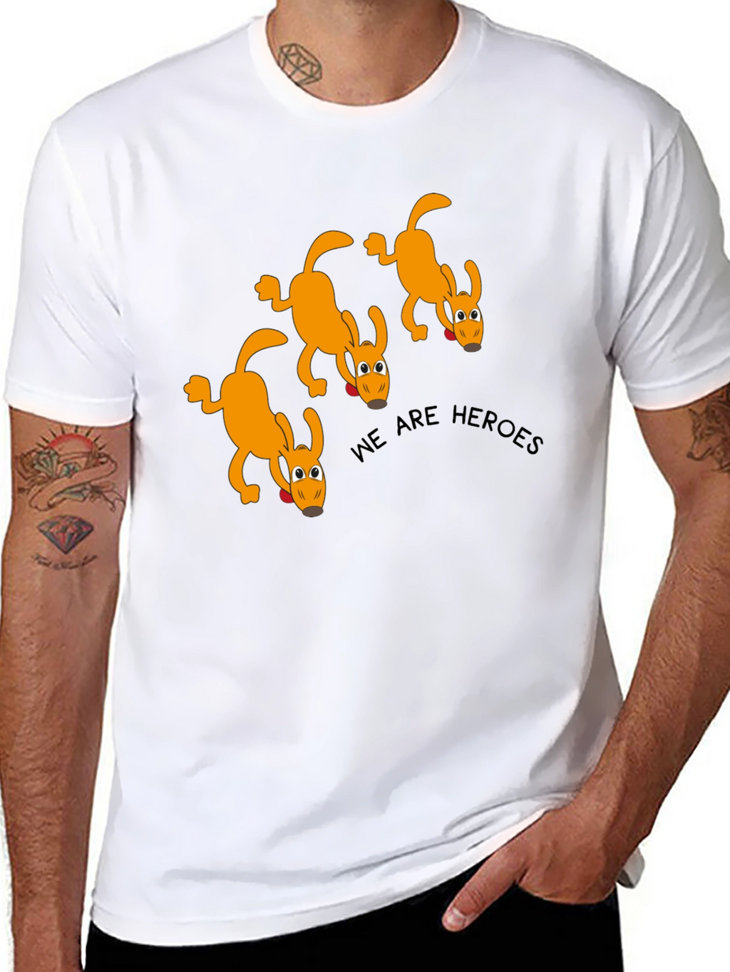 We Are Heroes Dog Graphic Black T-Shirt