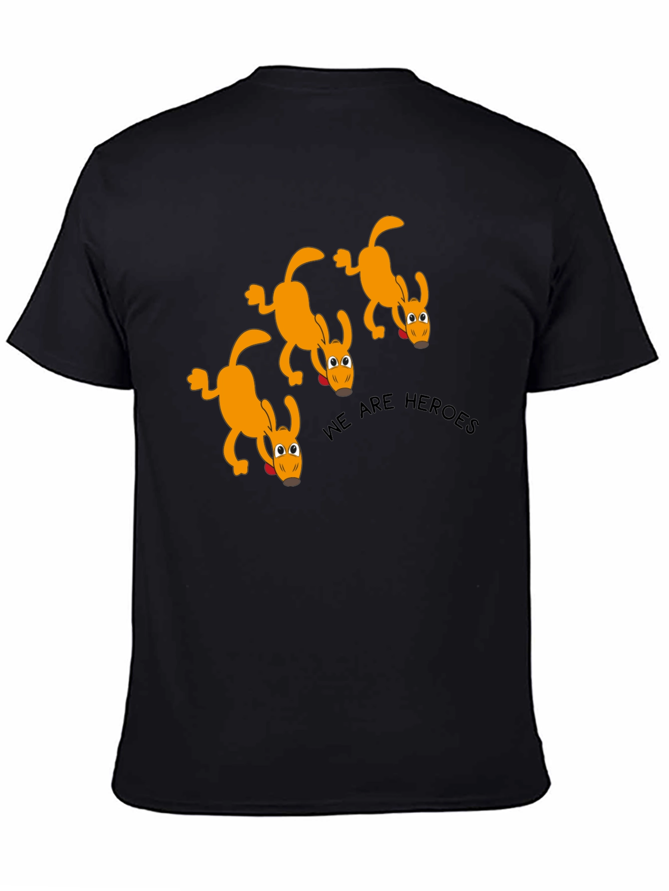 We Are Heroes Dog Graphic Black T-Shirt