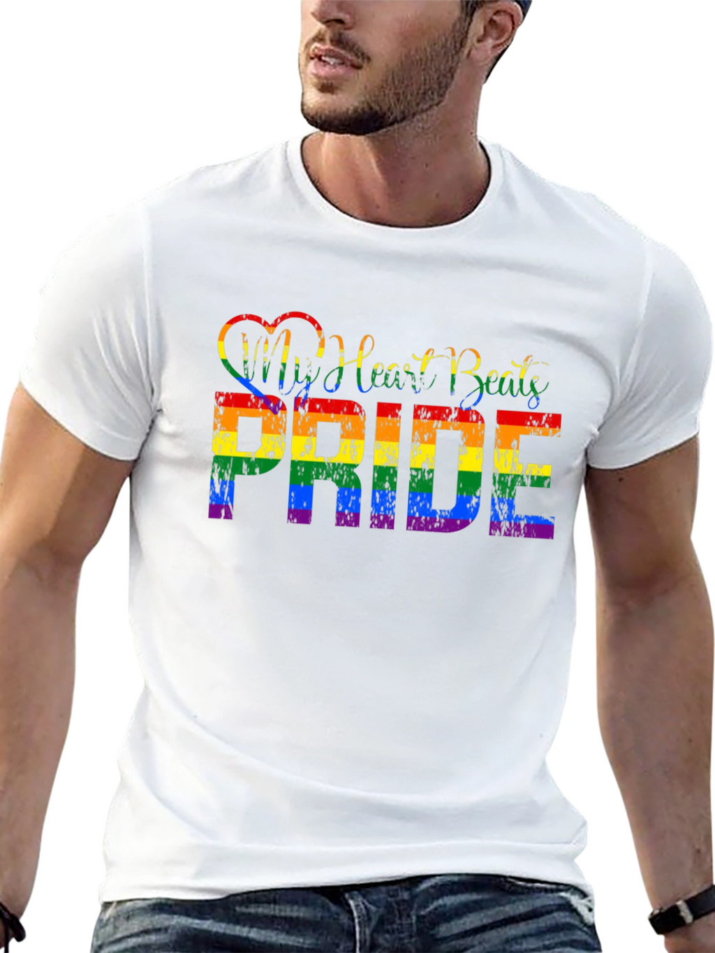 Pride Rainbow Heartbeat Graphic Tee
