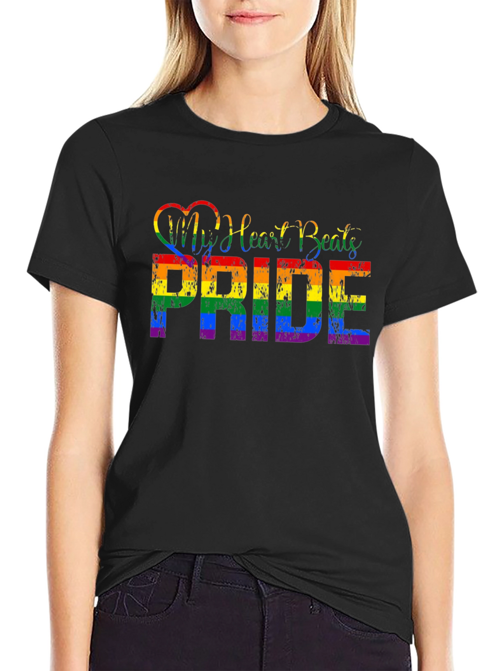 Pride Rainbow Heartbeat Graphic Tee