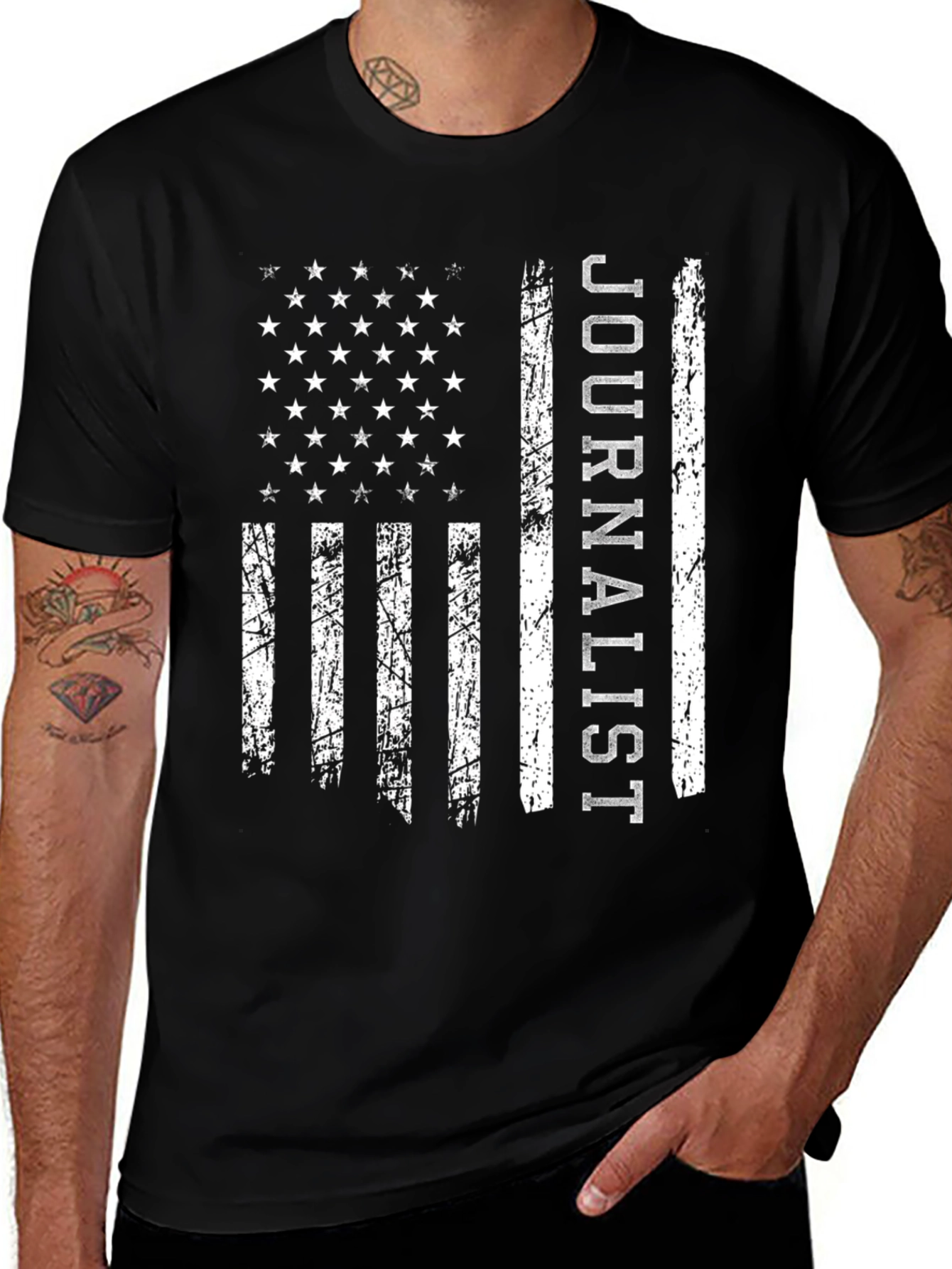Journalist American Flag Graphic T-Shirt