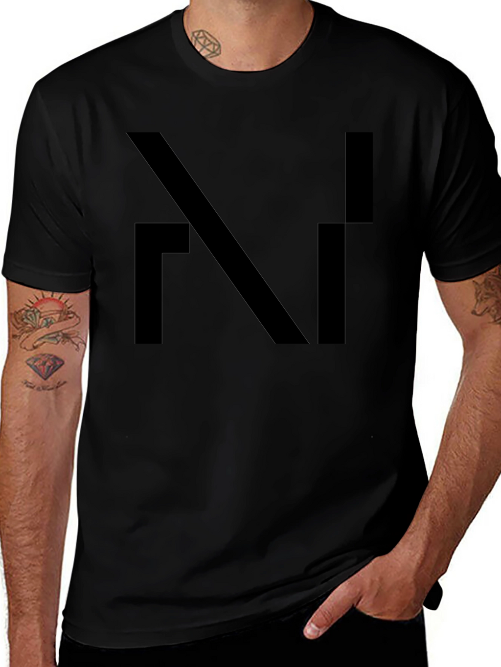 Modern Abstract Design Black T-Shirt for Men