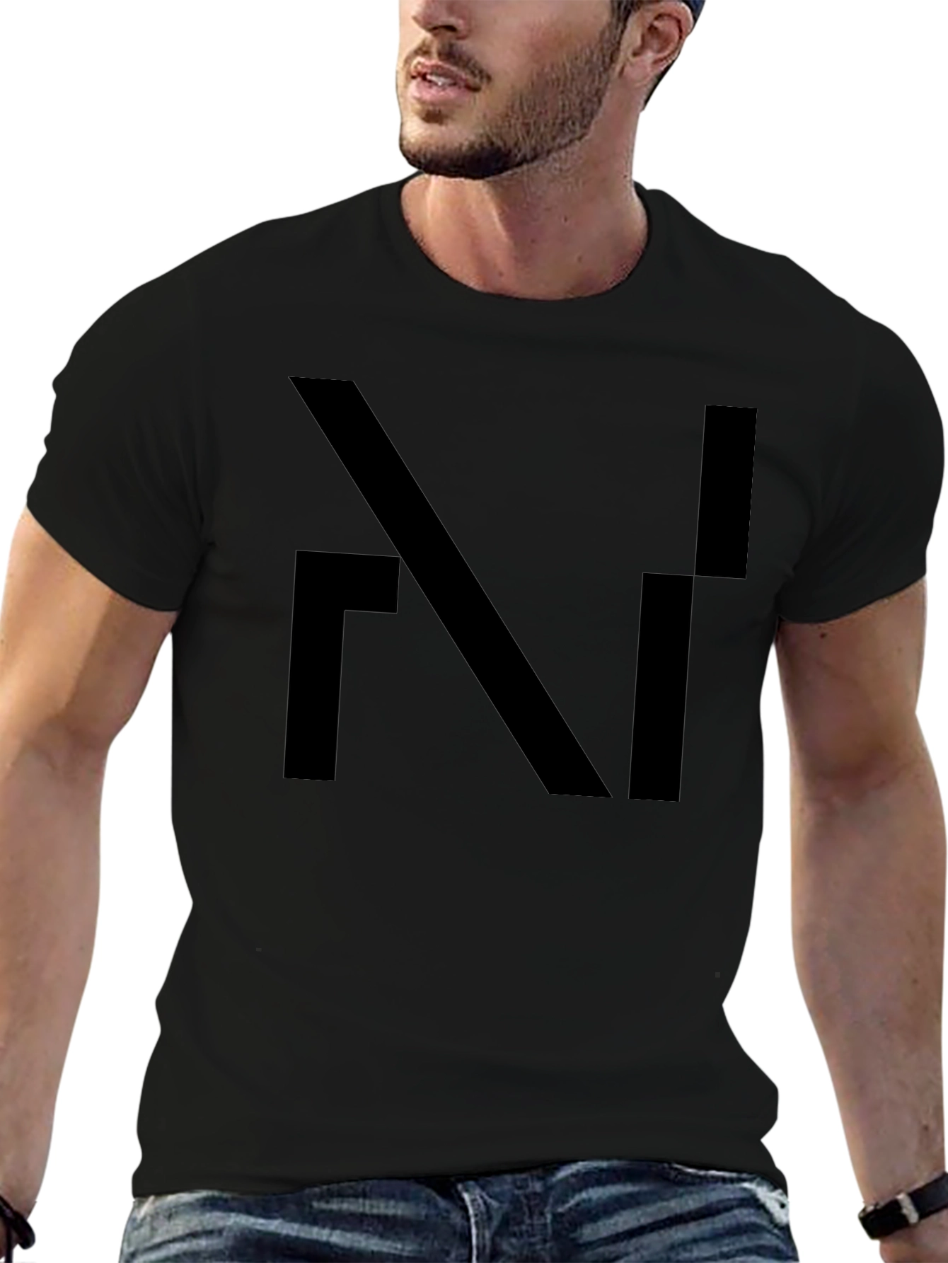 Modern Abstract Design Black T-Shirt for Men