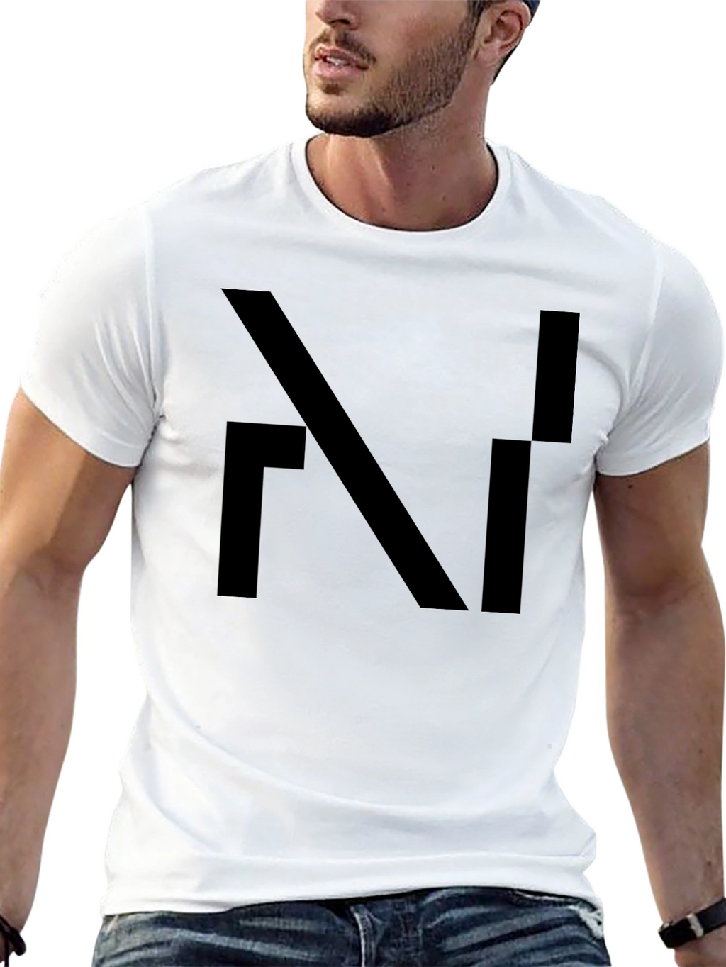 Modern Abstract Design Black T-Shirt for Men