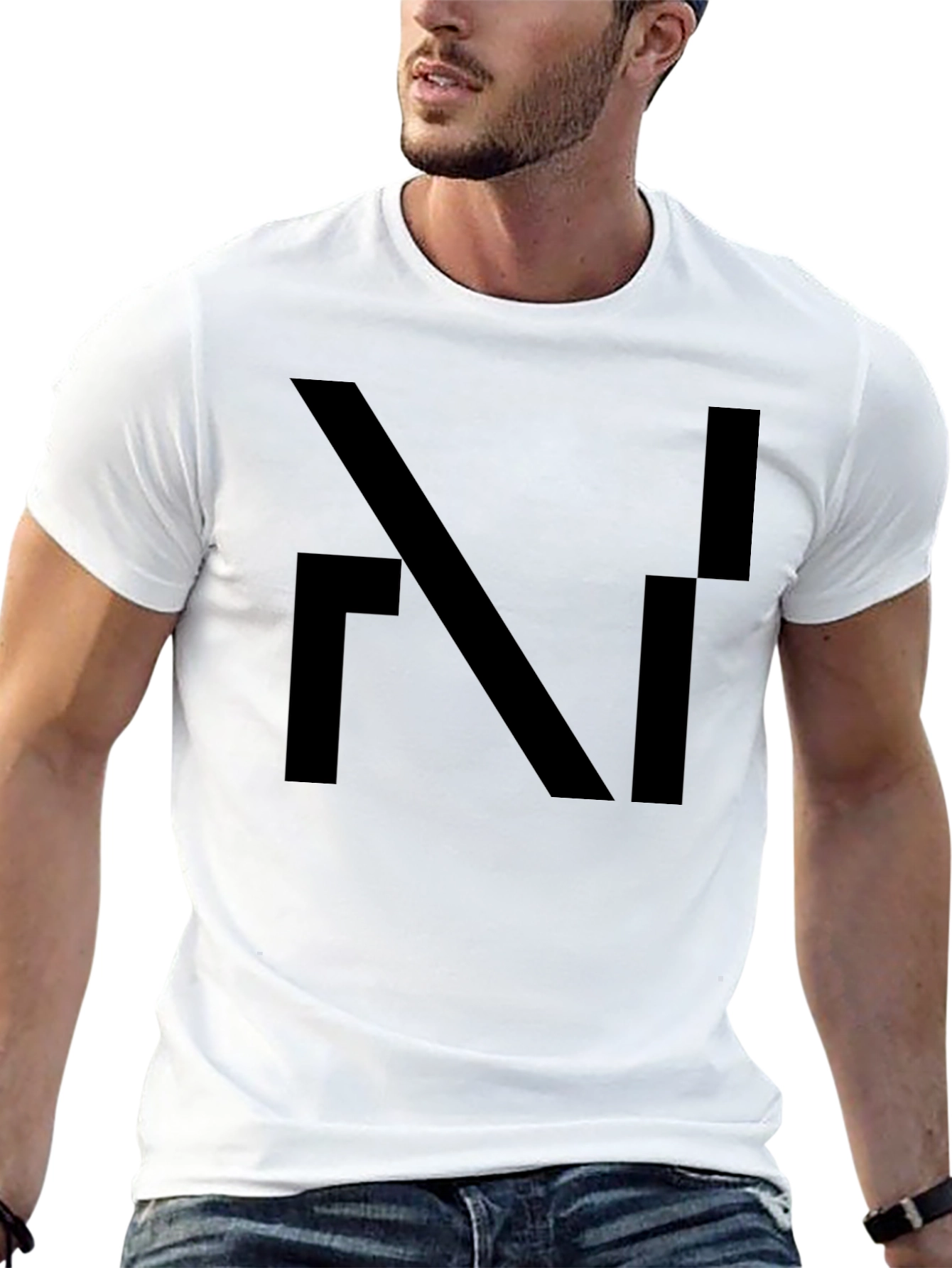 Modern Abstract Design Black T-Shirt for Men