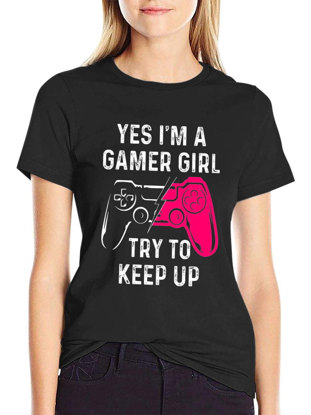 Gamer Girl Graphic Tee - Black Cotton T-Shirt