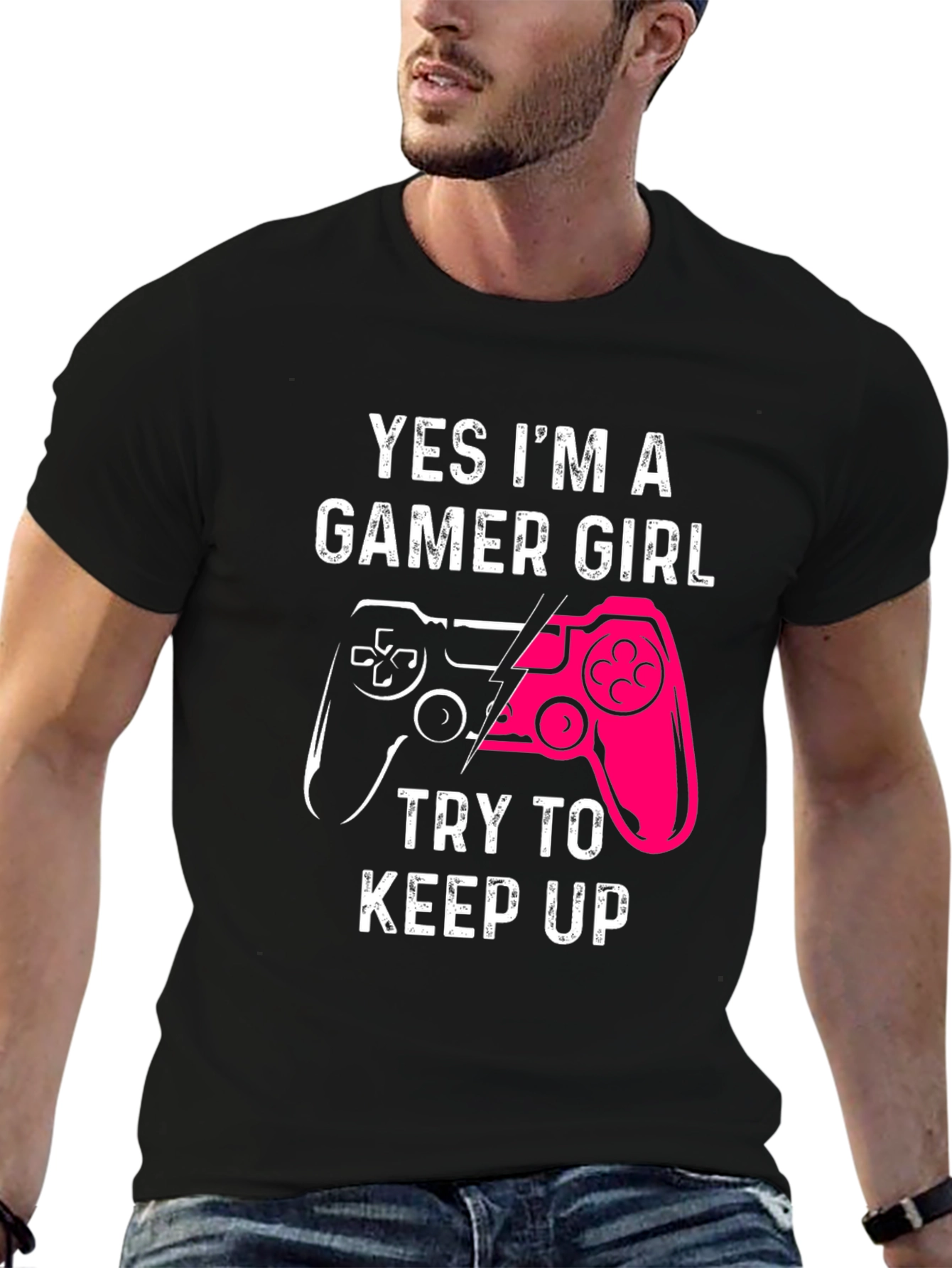Gamer Girl Graphic Tee - Black Cotton T-Shirt