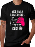 Gamer Girl Graphic Tee - Black Cotton T-Shirt