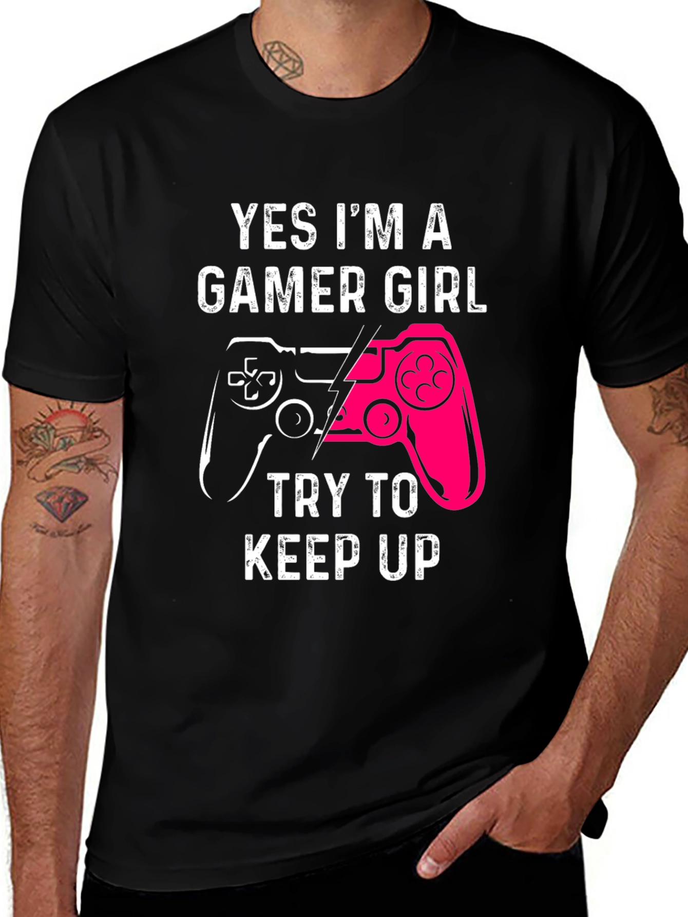 Gamer Girl Graphic Tee - Black Cotton T-Shirt