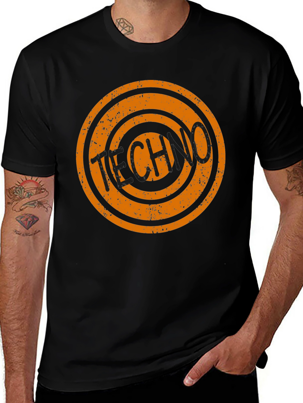 Retro Techno Circle Graphic T-Shirt