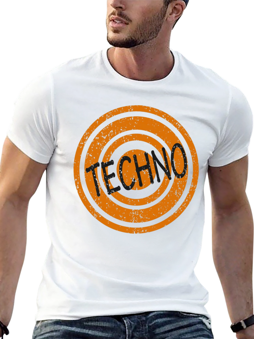 Retro Techno Circle Graphic T-Shirt