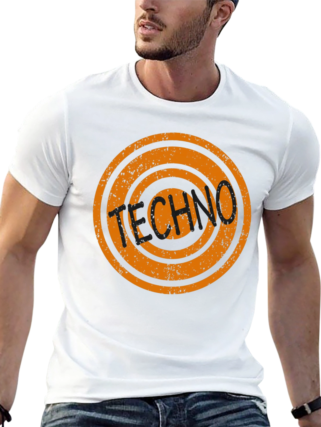 Retro Techno Circle Graphic T-Shirt