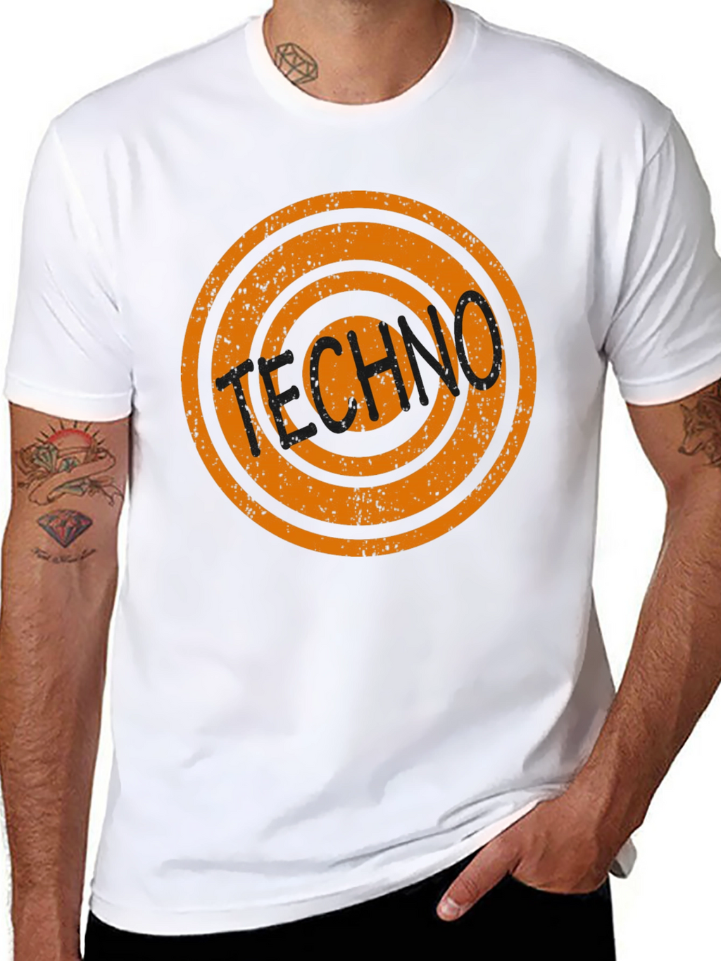 Retro Techno Circle Graphic T-Shirt