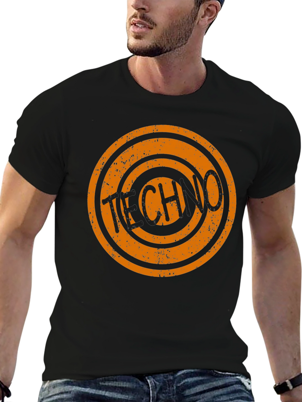 Retro Techno Circle Graphic T-Shirt