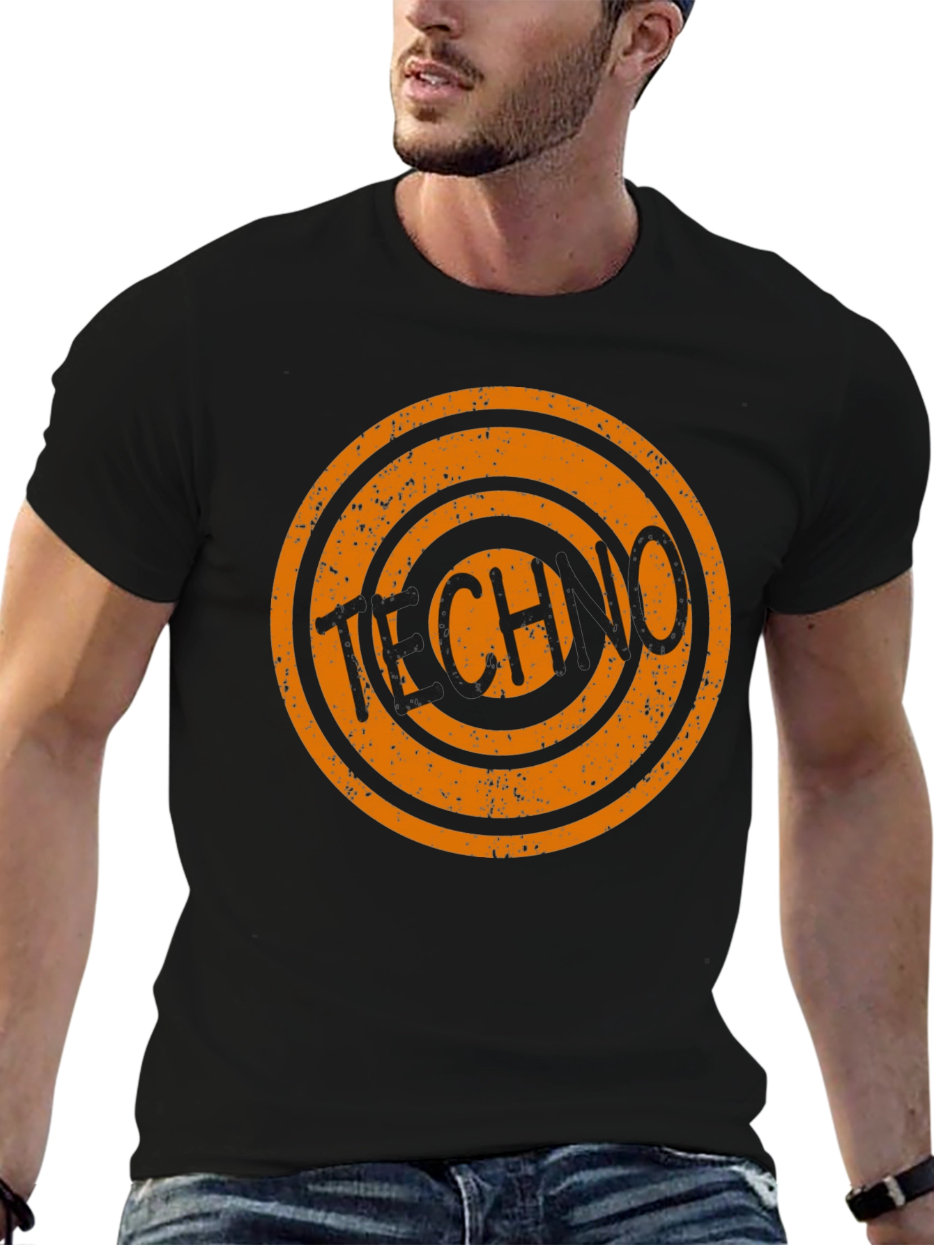 Retro Techno Circle Graphic T-Shirt