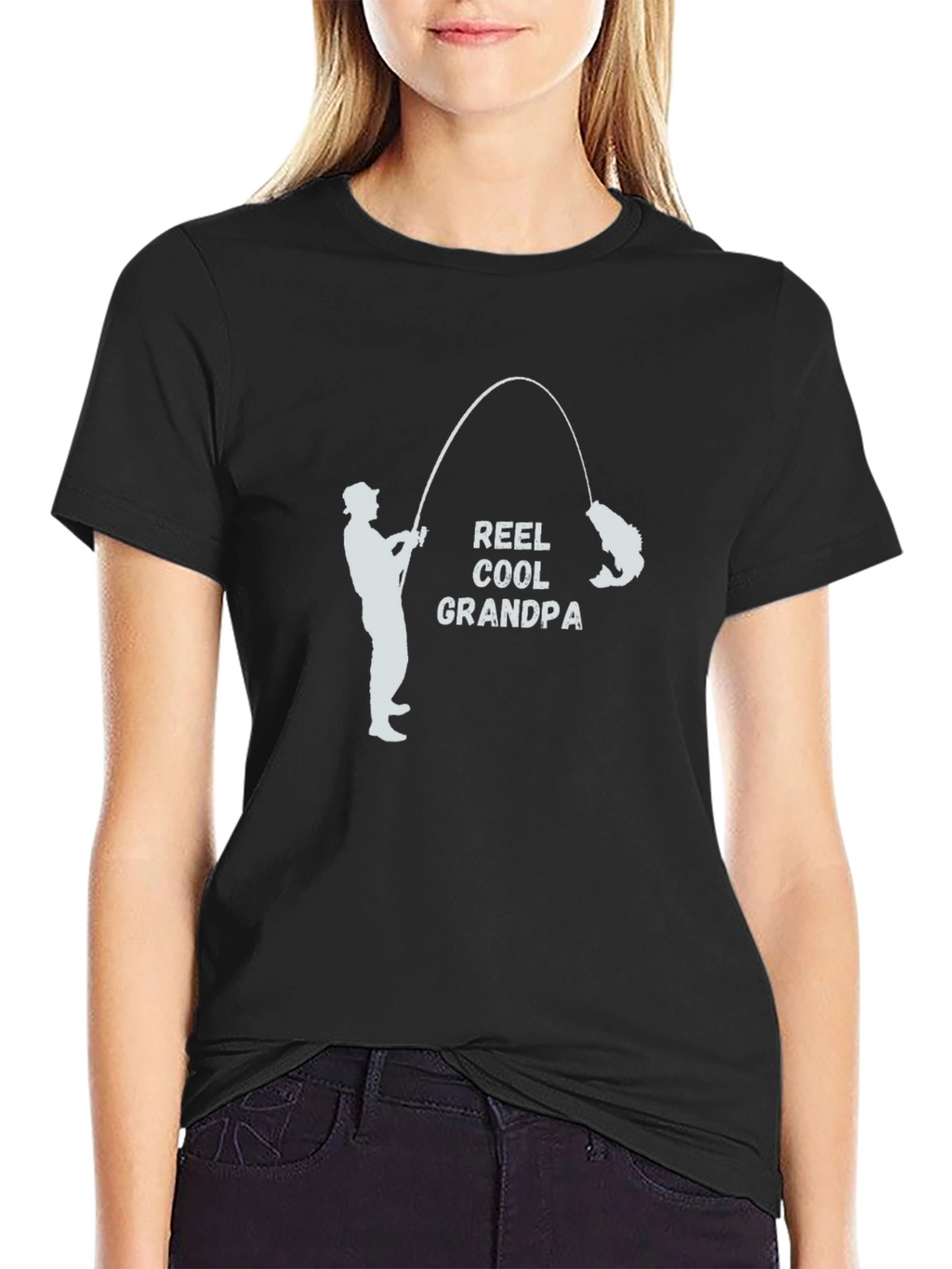 Reel Cool Grandpa Black T-Shirt Fishing Fisherman