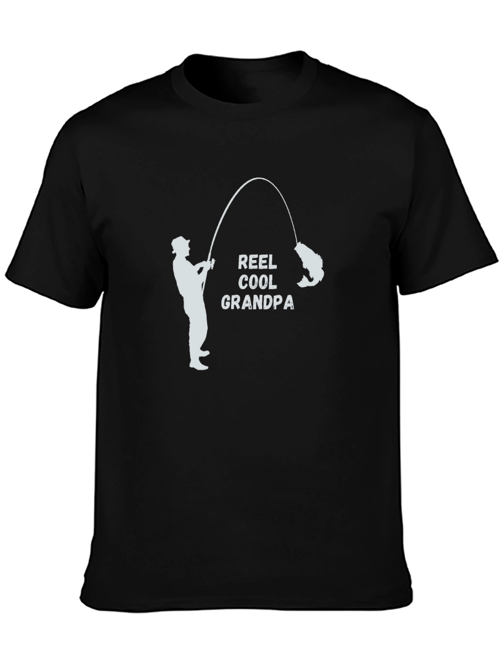Reel Cool Grandpa Black T-Shirt Fishing Fisherman