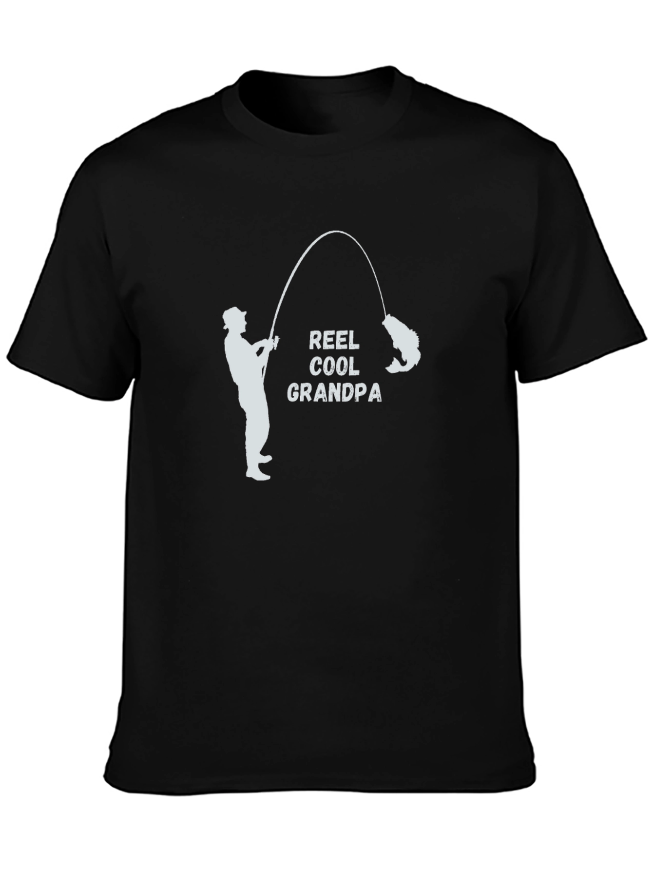 Reel Cool Grandpa Black T-Shirt Fishing Fisherman
