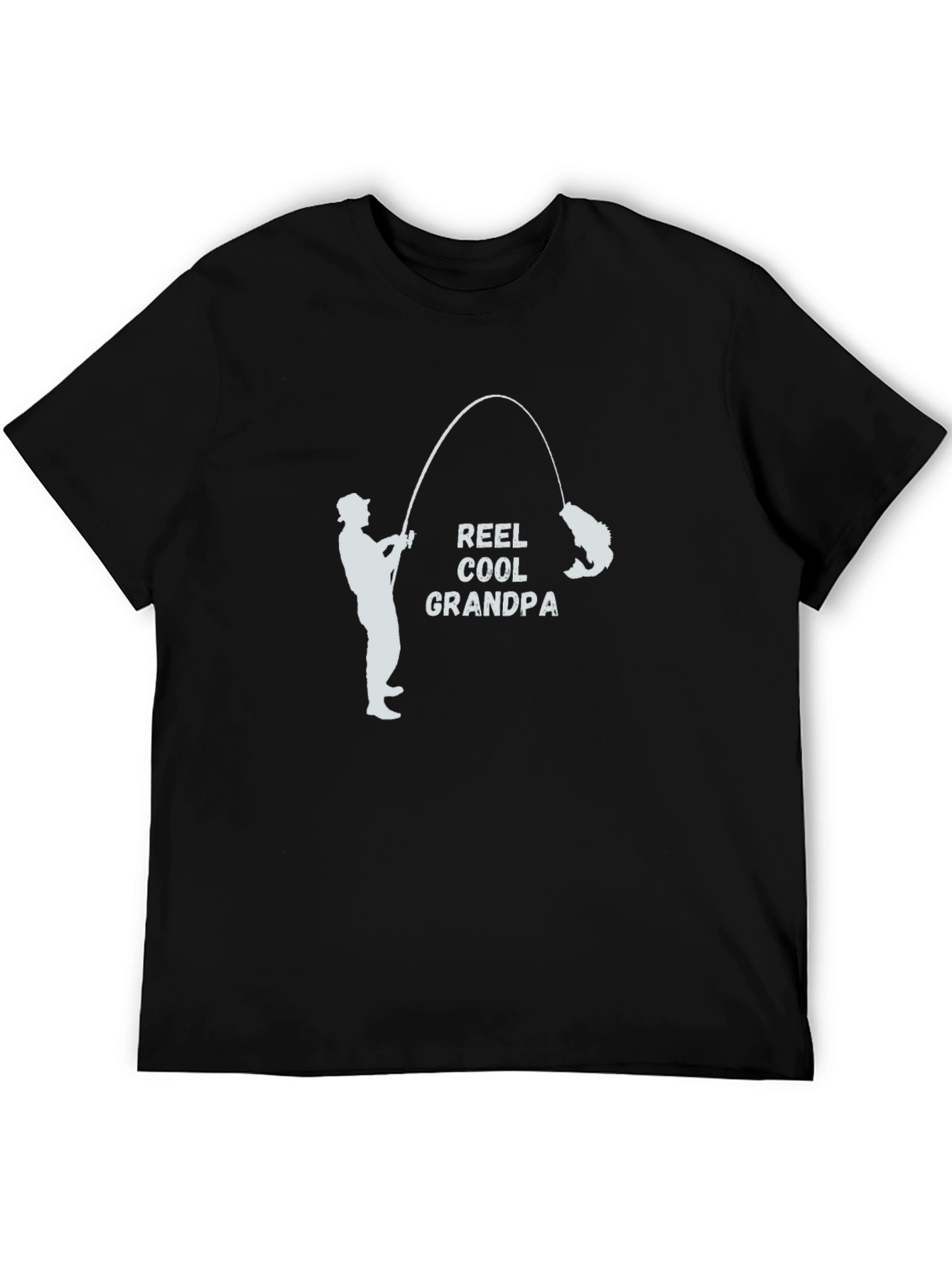 Reel Cool Grandpa Black T-Shirt Fishing Fisherman