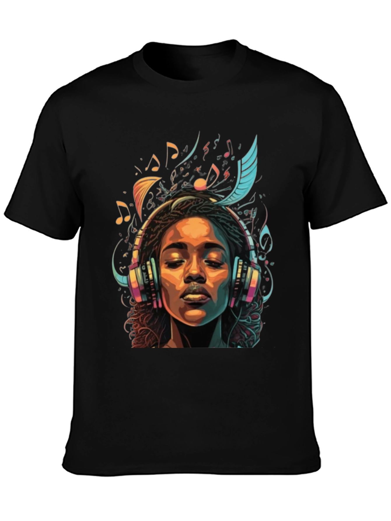 Music Lover Graphic Tee - Black Cotton Comfort