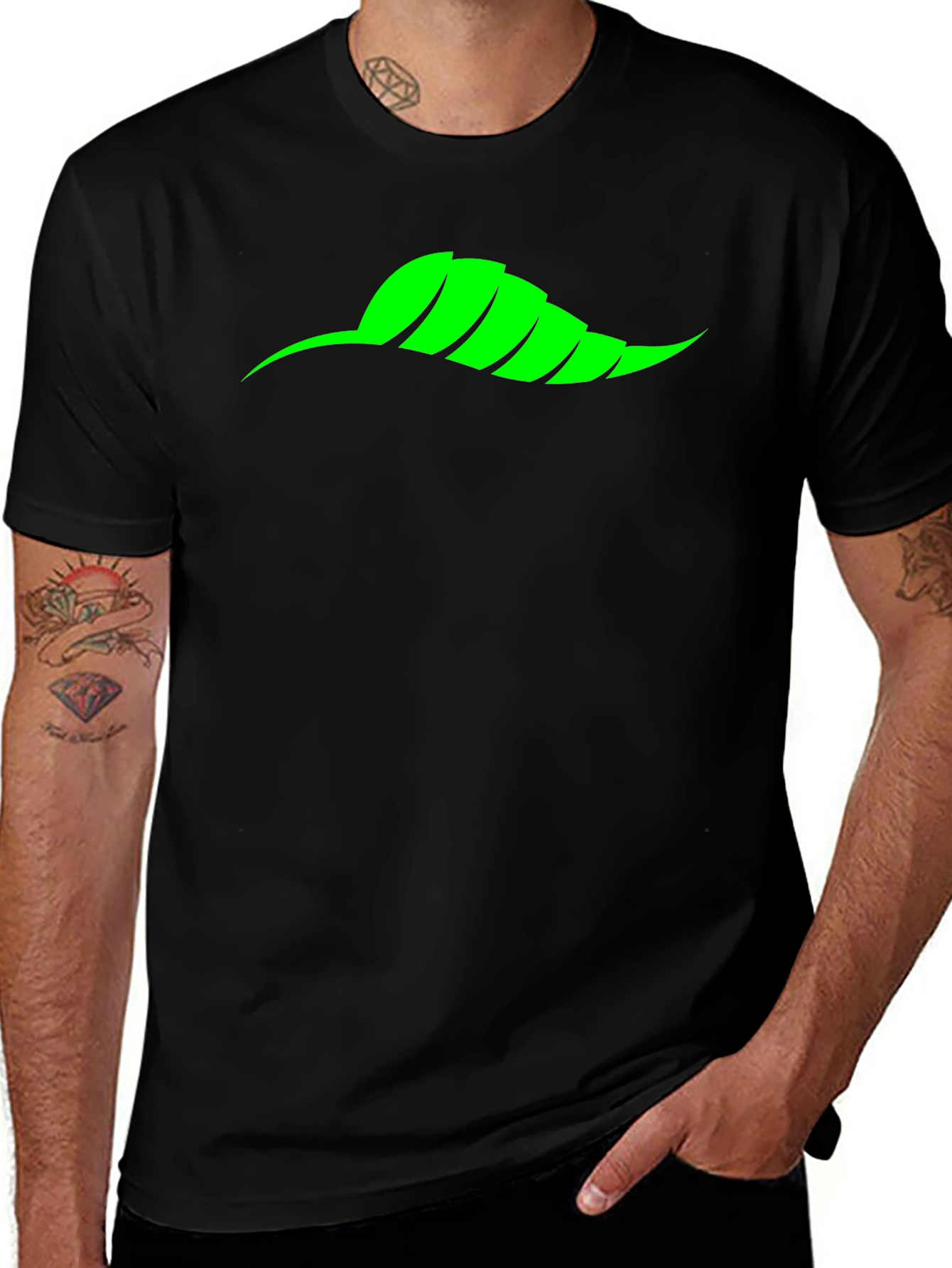 Mens Black T-Shirt with Green Chili Pepper Graphic