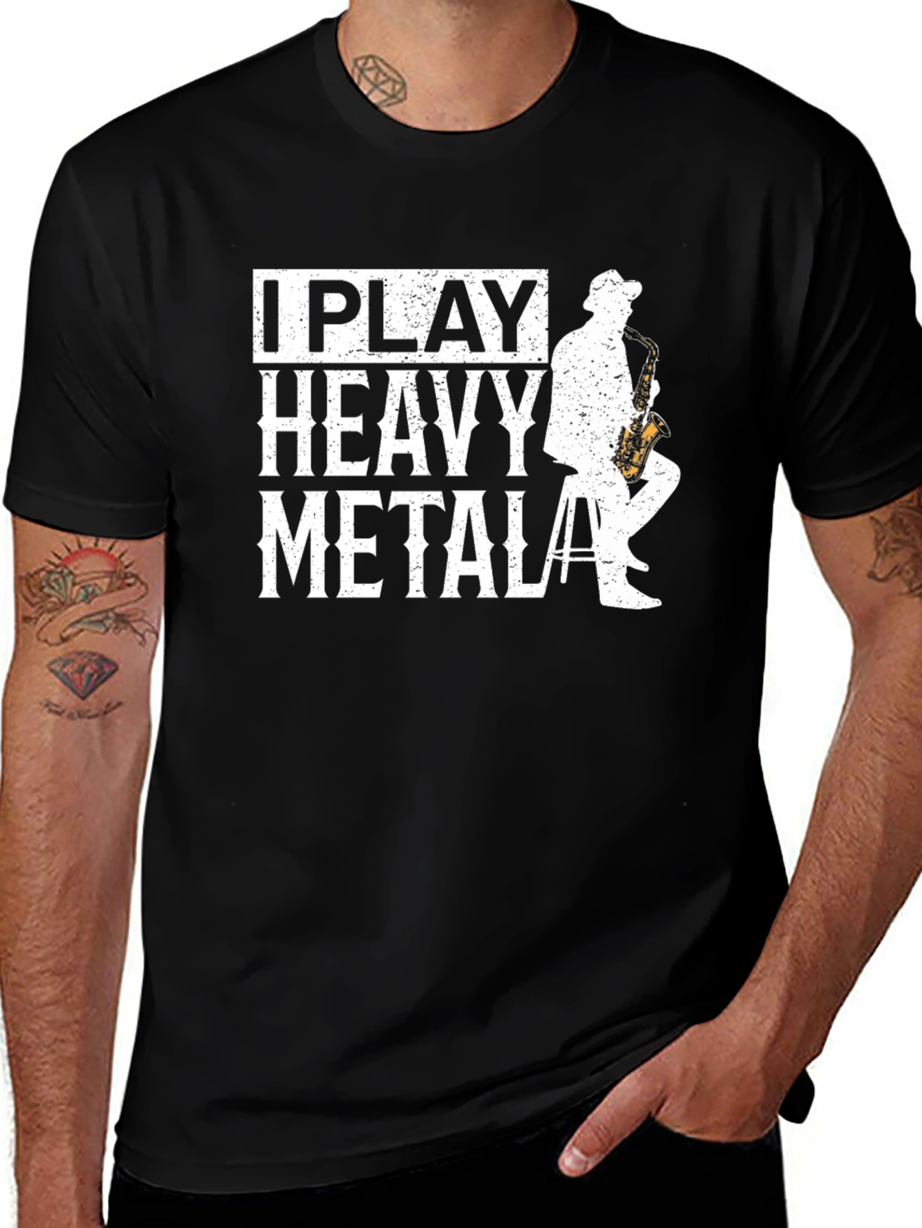 I Play Heavy Metal Saxophone T-Shirt - Musician Gift