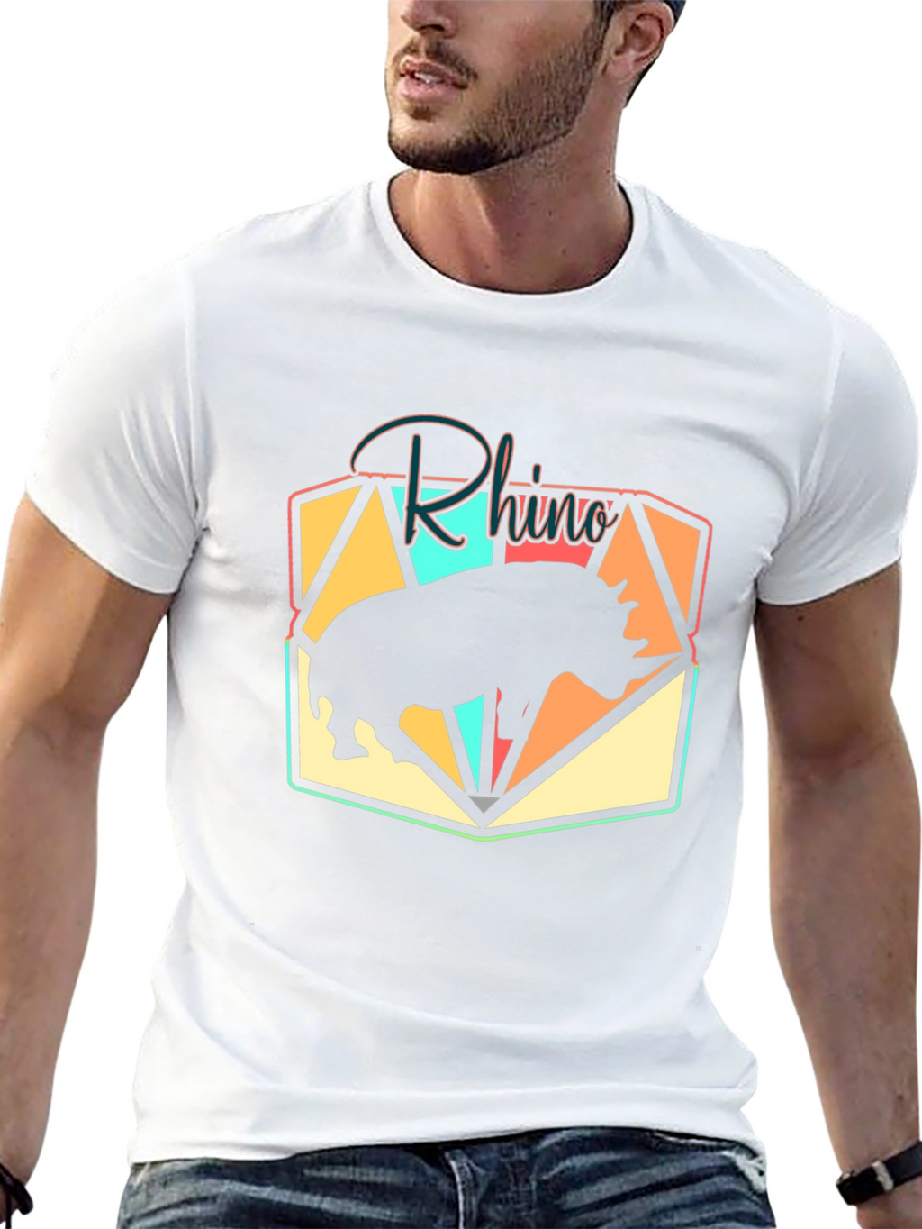 Rhino Graphic Tee - Stylish Animal Print T-Shirt