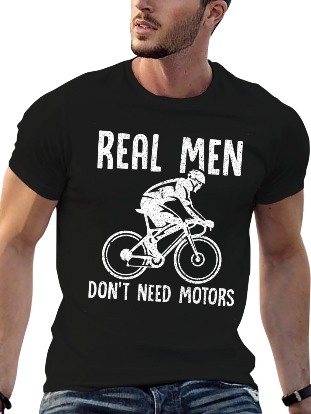 Real Men Dont Need Motors Black T-Shirt
