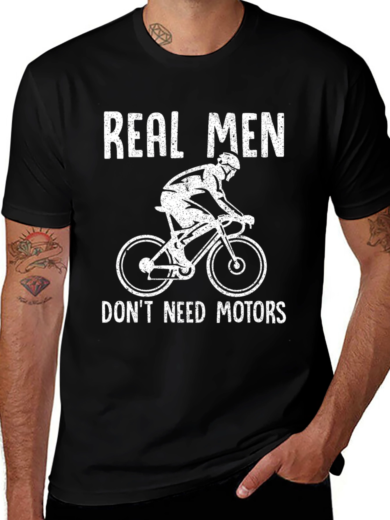 Real Men Dont Need Motors Black T-Shirt