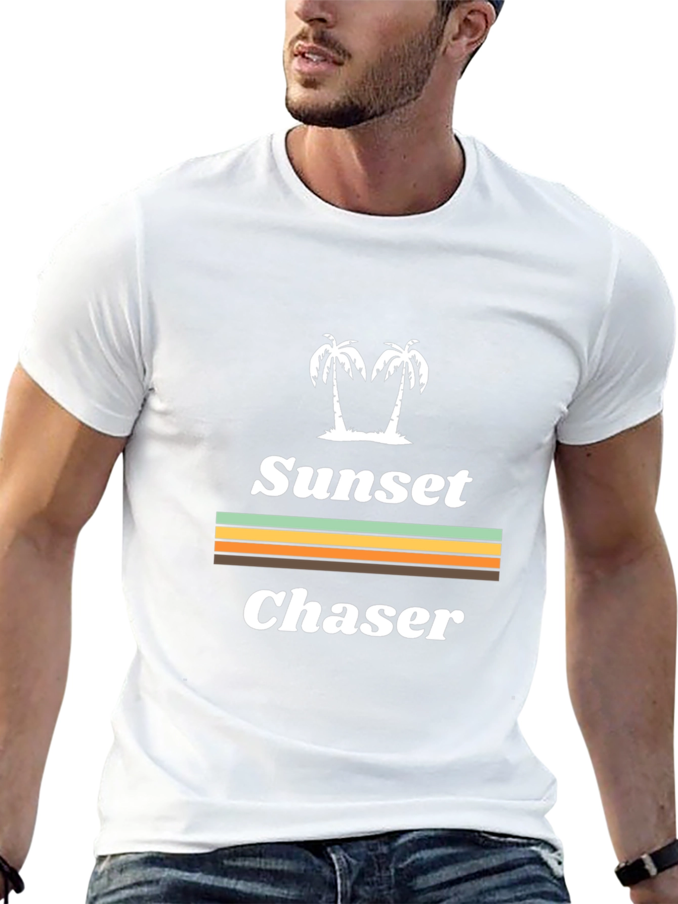 Sunset Chaser Graphic T-Shirt - Tropical Palm Tree Design