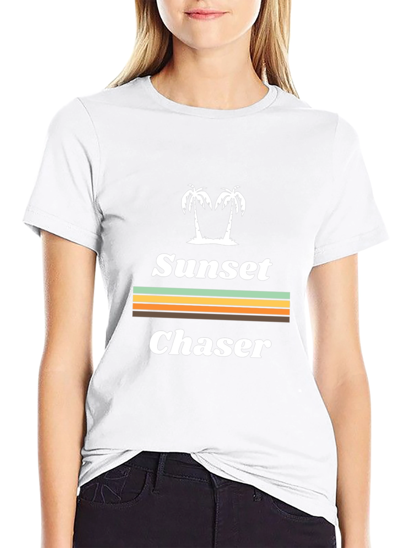 Sunset Chaser Graphic T-Shirt - Tropical Palm Tree Design