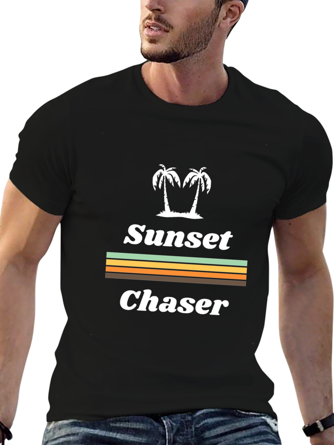Sunset Chaser Graphic T-Shirt - Tropical Palm Tree Design