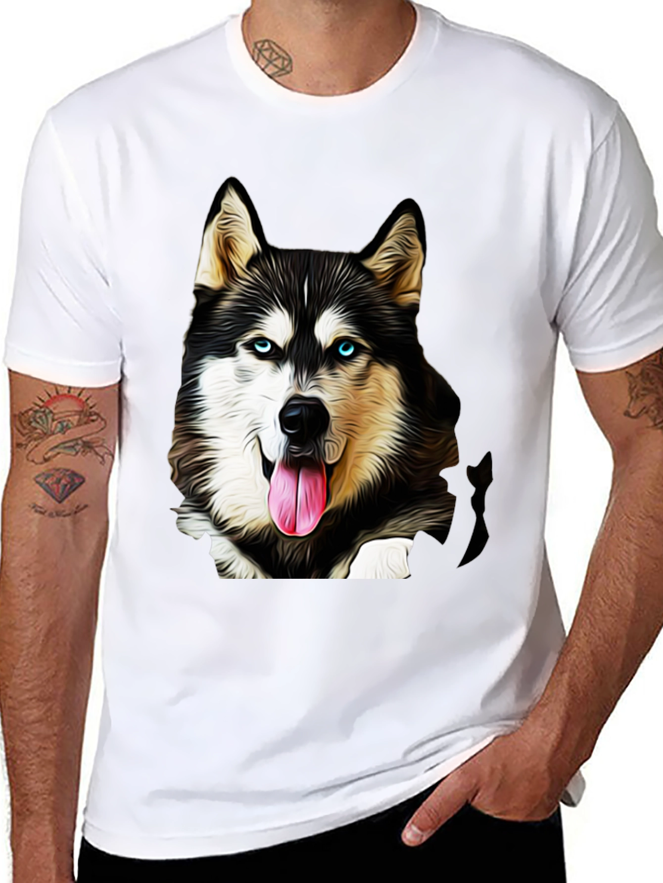Husky Dog Graphic Tee - Black T-Shirt