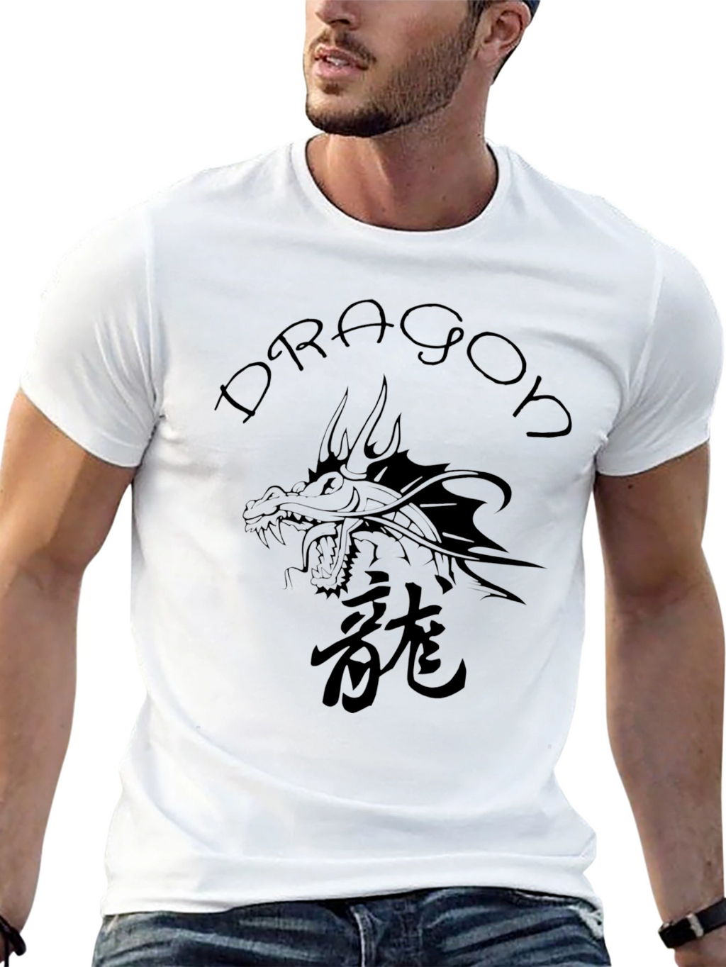 Dragon Graphic T-Shirt - Black Crew Neck Tee