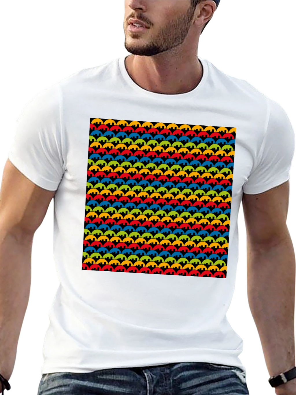 Patterned Mens Tee - Vibrant Circles Design