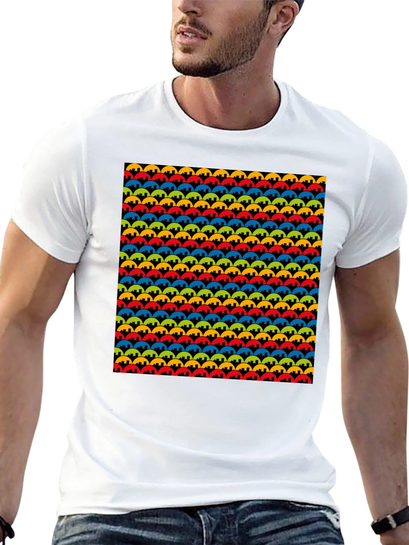 Patterned Mens Tee - Vibrant Circles Design