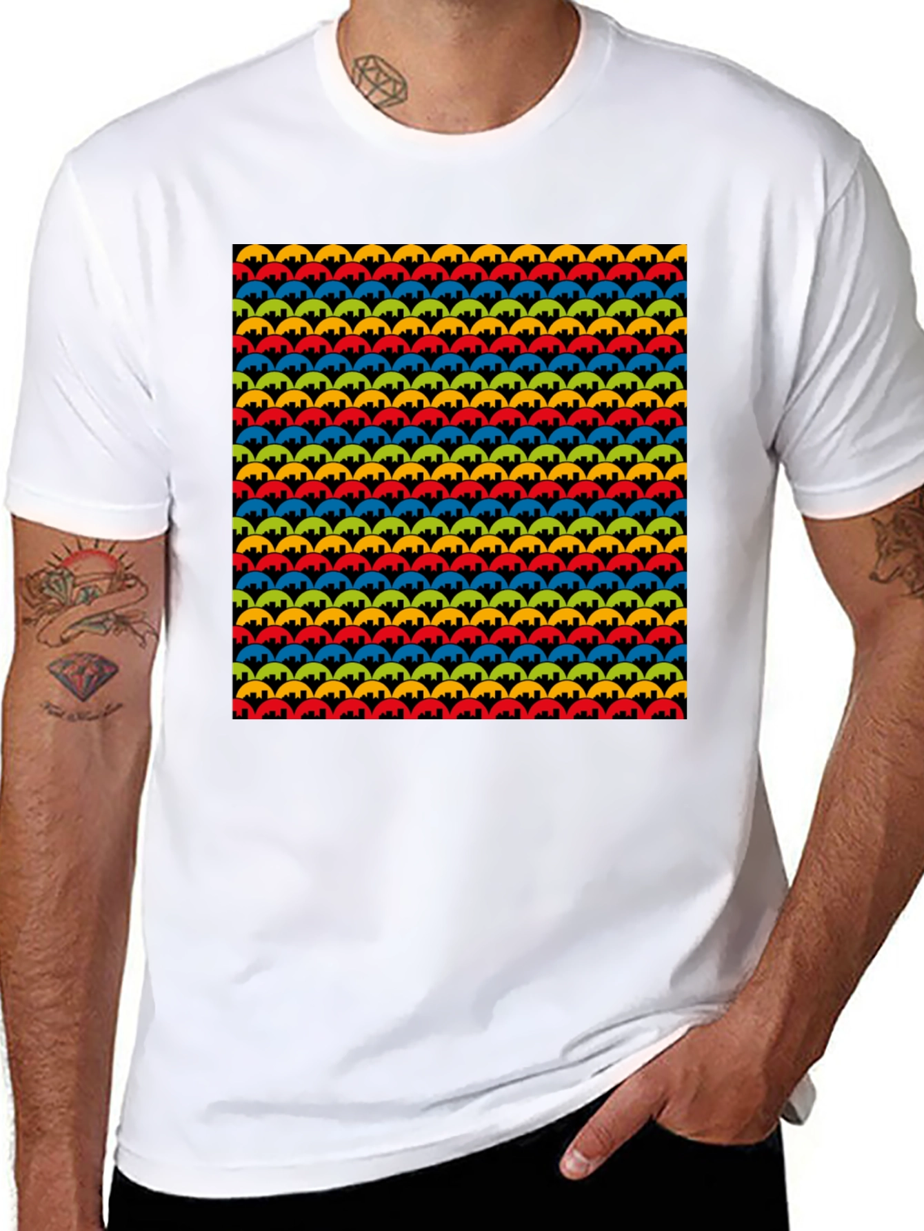 Patterned Mens Tee - Vibrant Circles Design