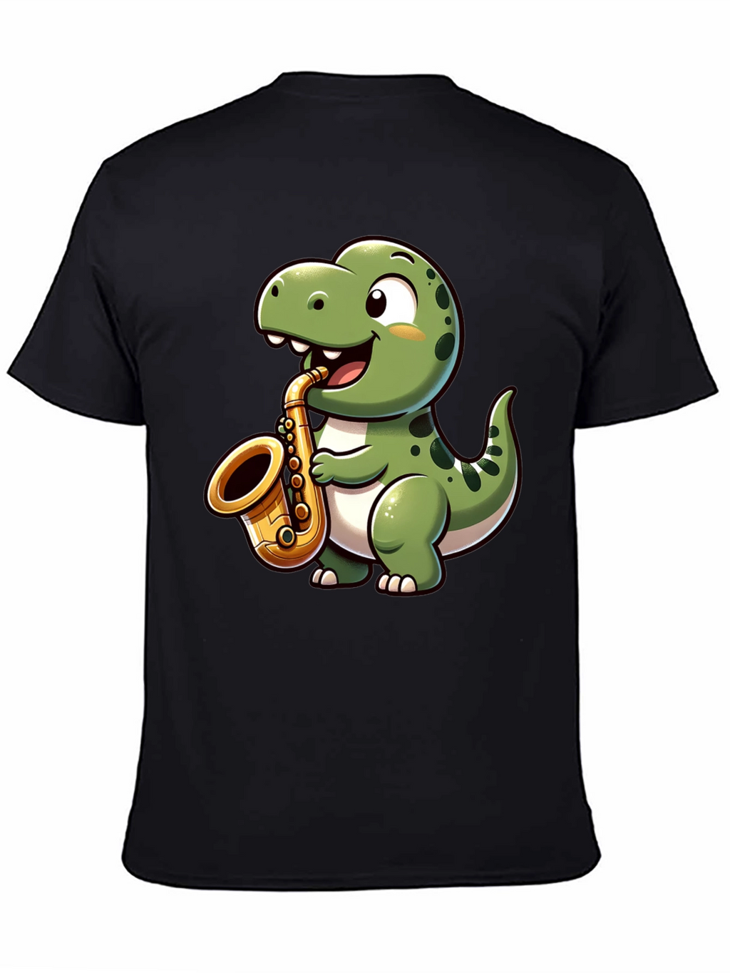 Dino Sax T-Shirt - Cartoon Dinosaur Playing Saxophone