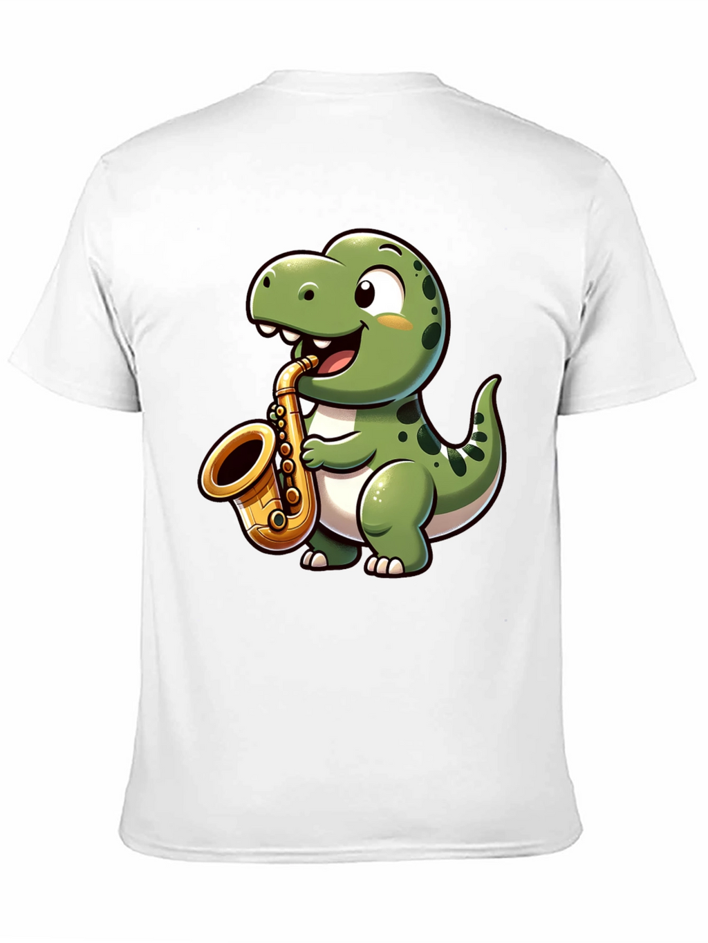 Dino Sax T-Shirt - Cartoon Dinosaur Playing Saxophone