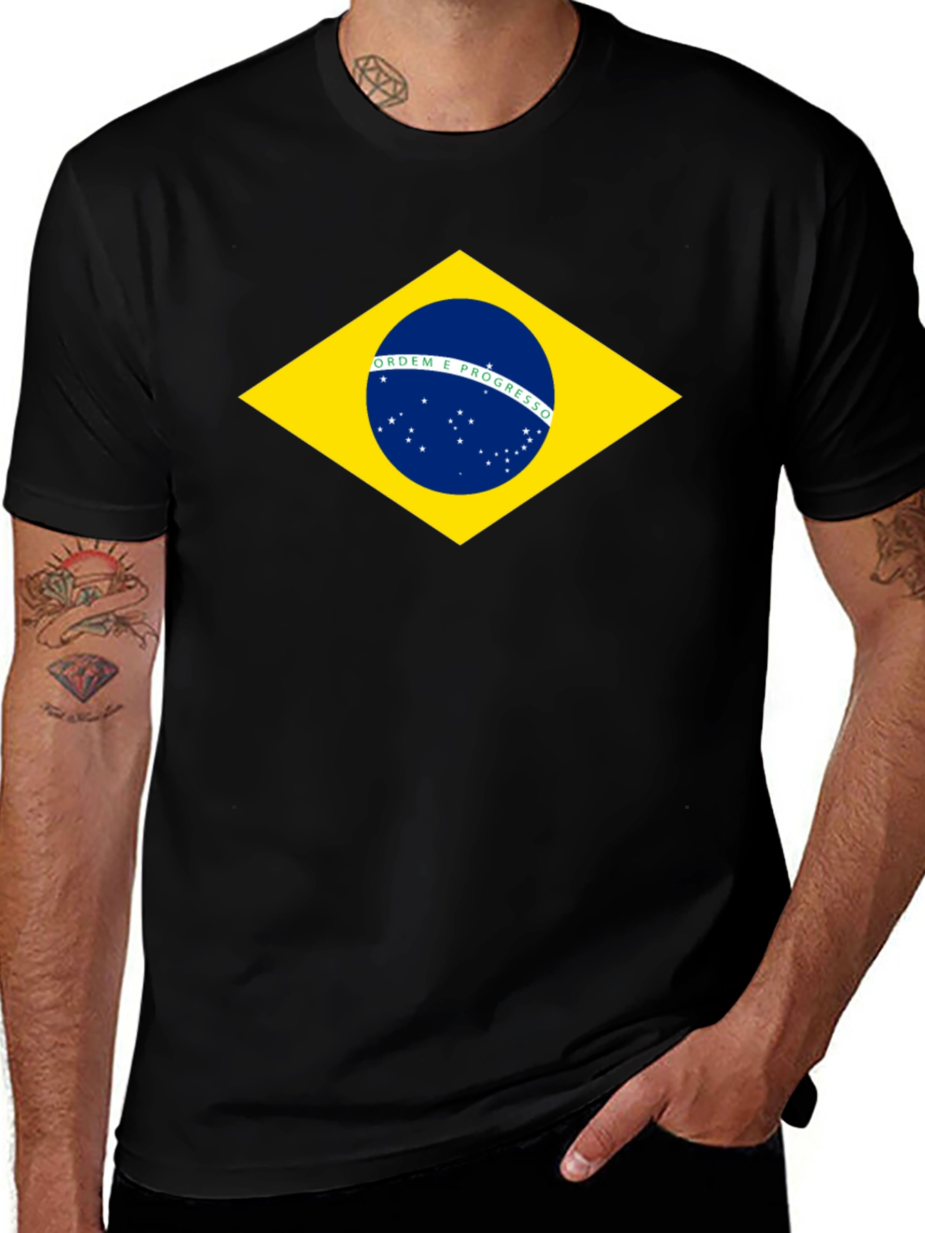 Brazil Flag Graphic Black T-Shirt