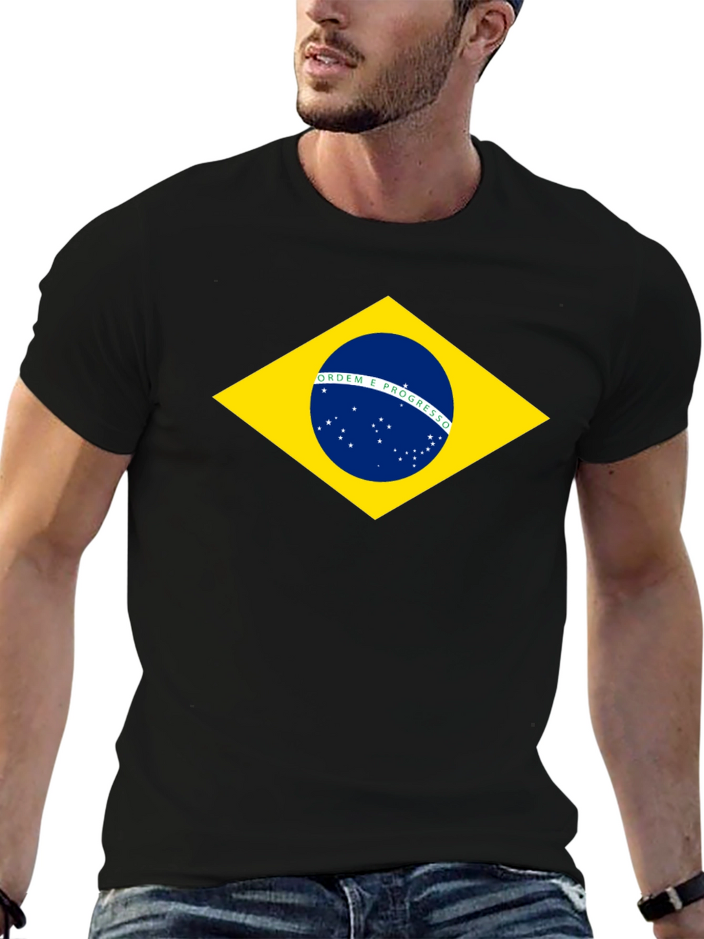 Brazil Flag Graphic Black T-Shirt
