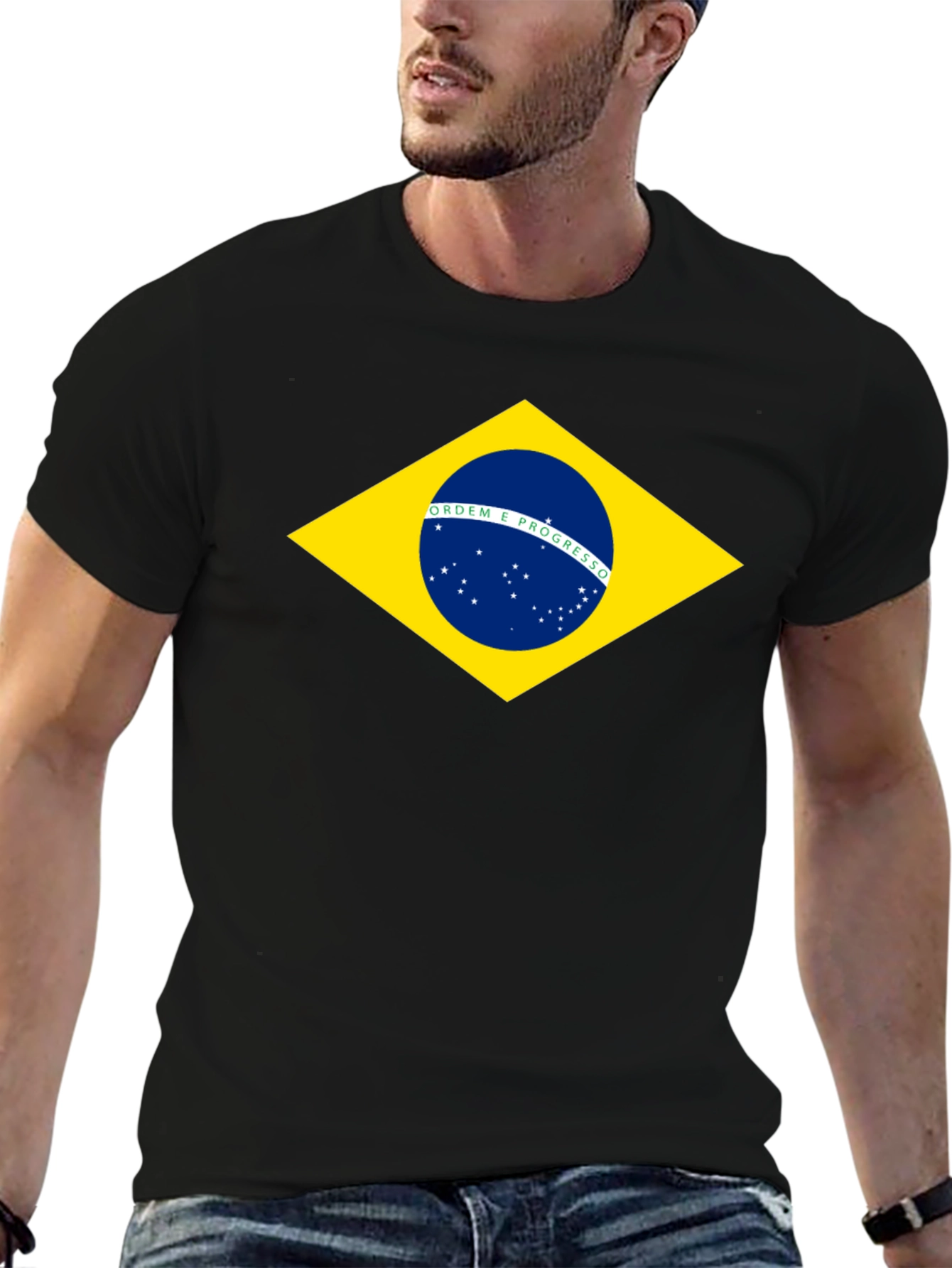 Brazil Flag Graphic Black T-Shirt