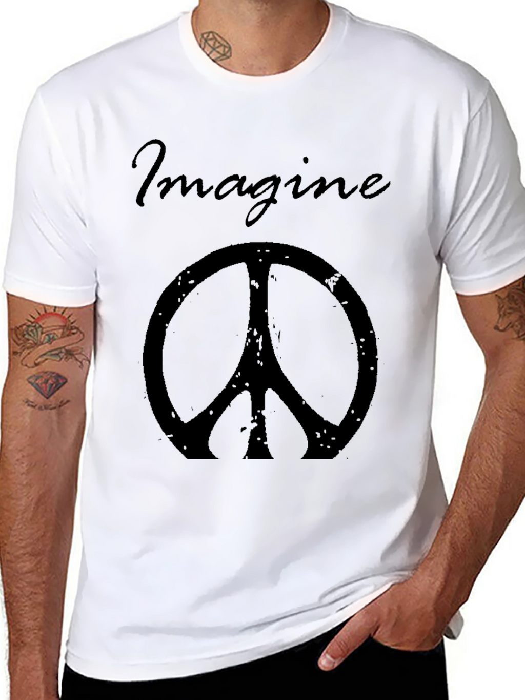 Imagine Peace Sign Black Graphic Tee