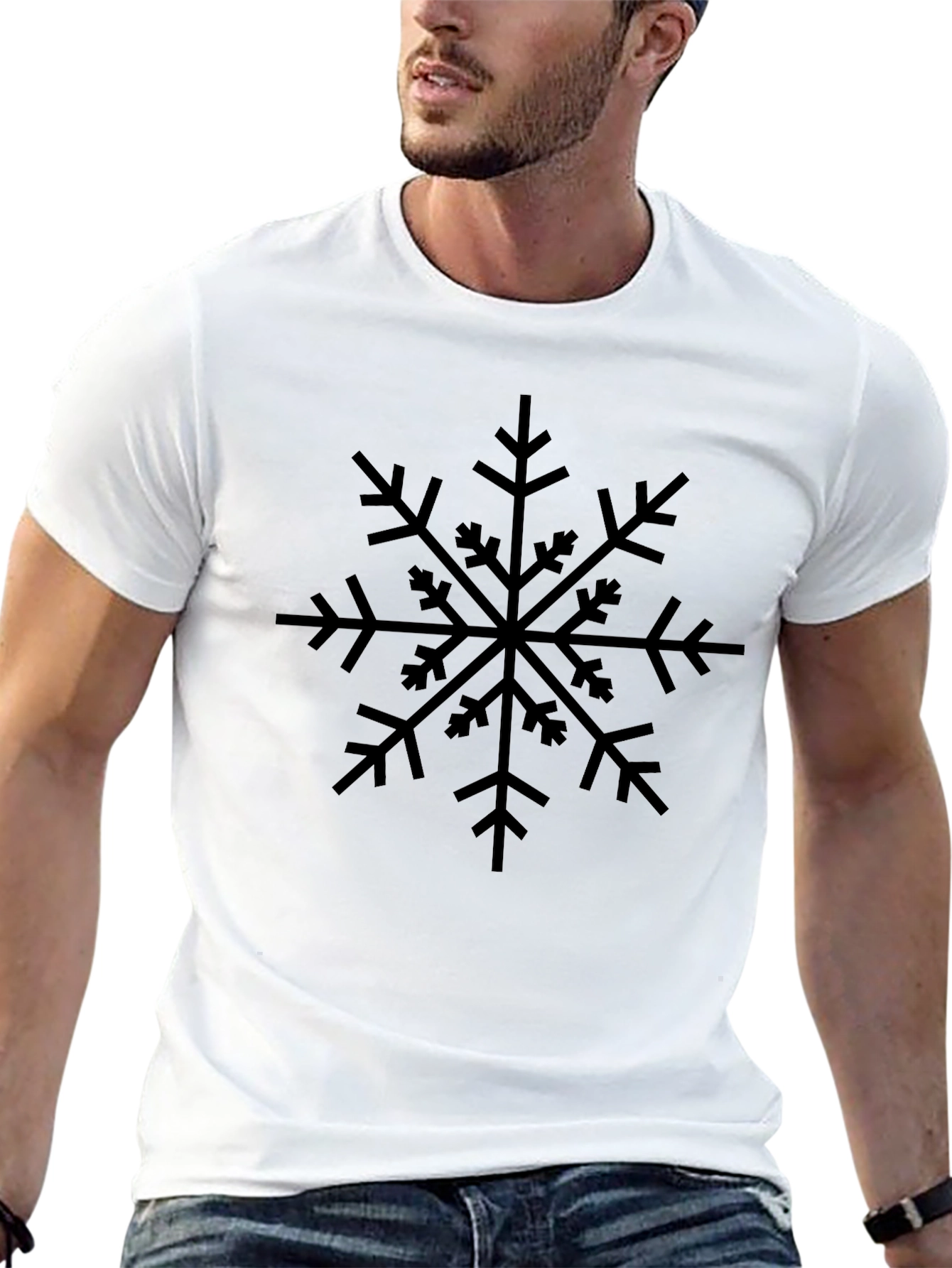 Black Snowflake Graphic Tee - Mens Casual Shirt