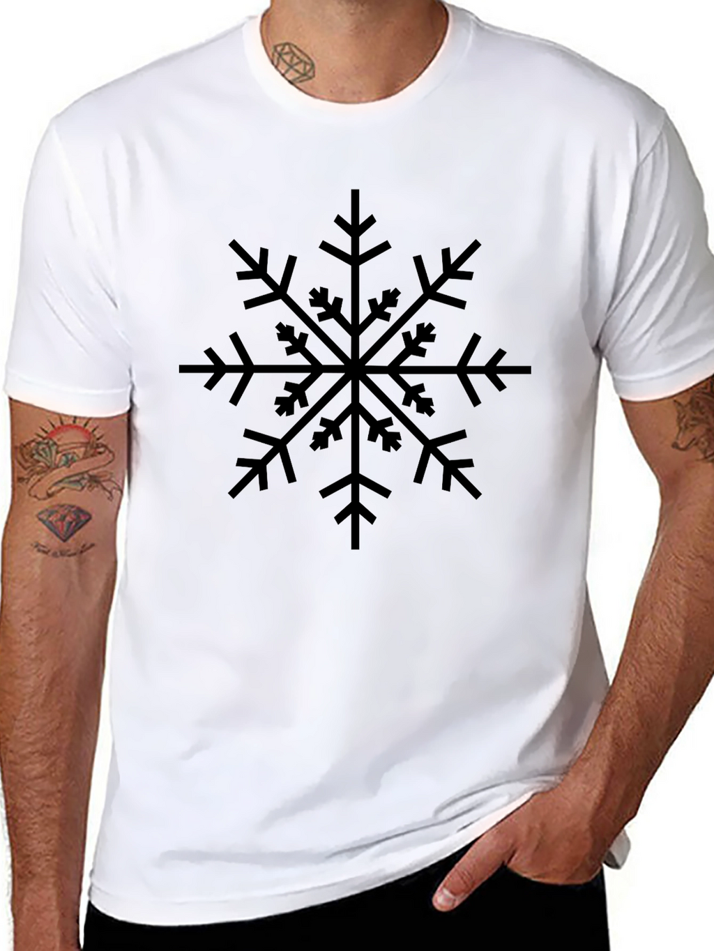 Black Snowflake Graphic Tee - Mens Casual Shirt