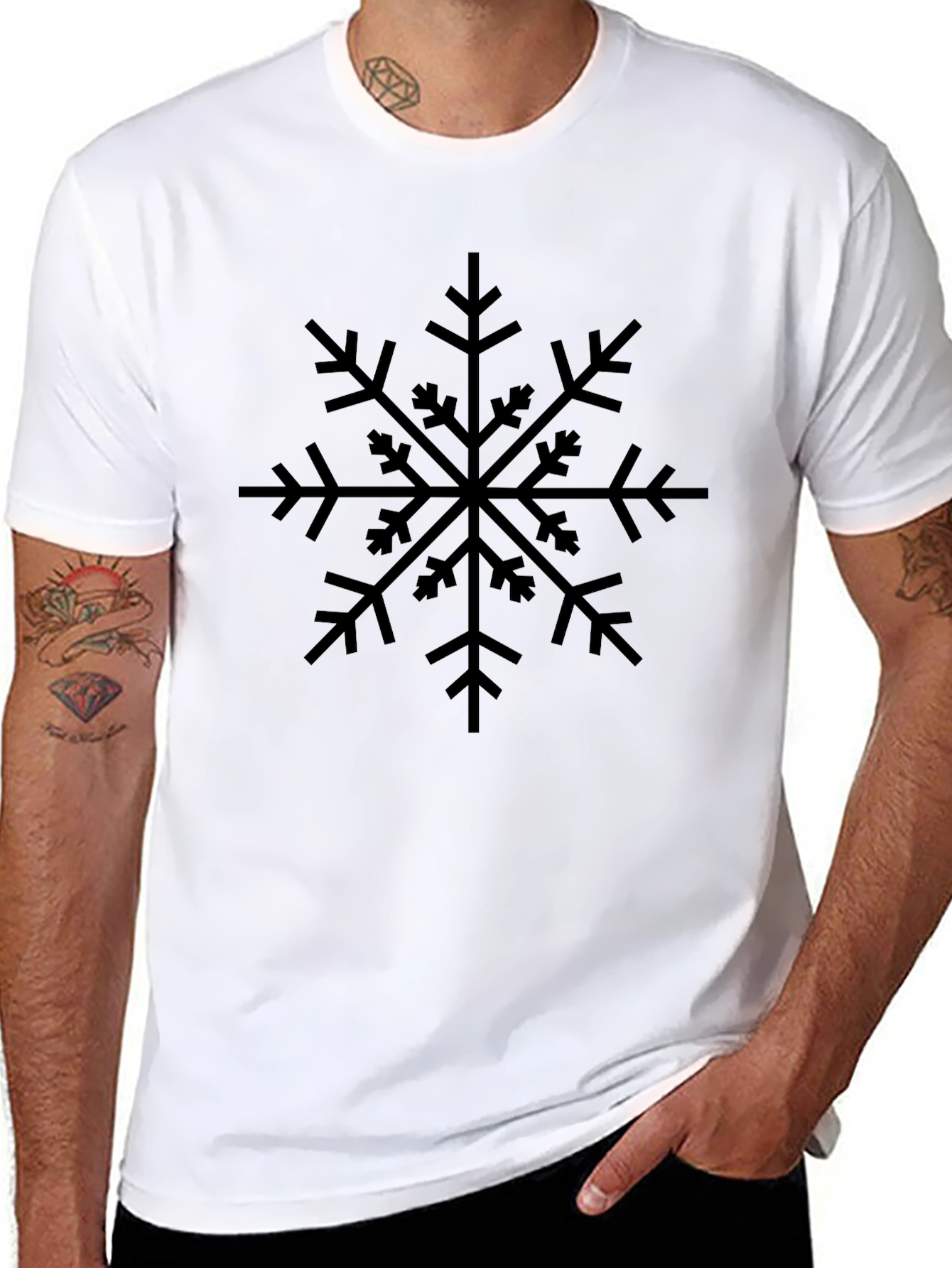 Black Snowflake Graphic Tee - Mens Casual Shirt
