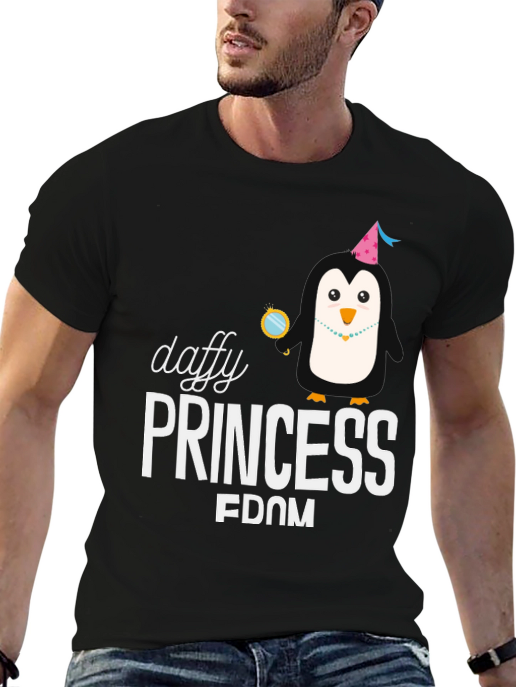 Daffy Princess Penguin Black T-Shirt